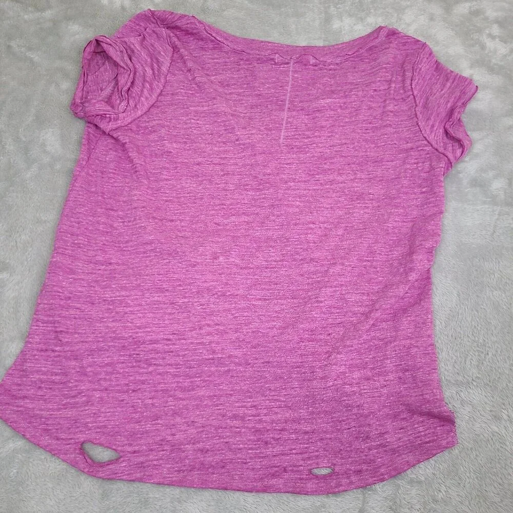 We the‎ Free Sundance Slouchy T-Shirt Azalea Pink Distressed V-Neck, Size M - Picture 5 of 6